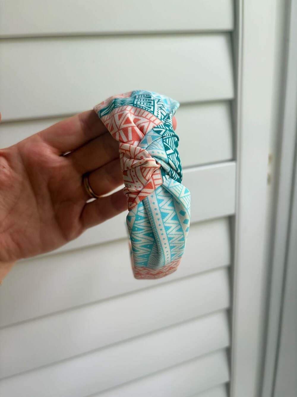 Geometric Print Knotted Fabric Headband